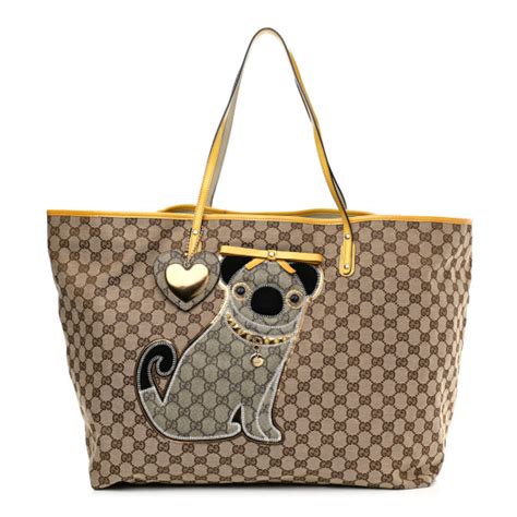 gucci pug handbag|GUCCI GG Supreme Monogram Oliver Pug Dog Tote Bag Yellow .